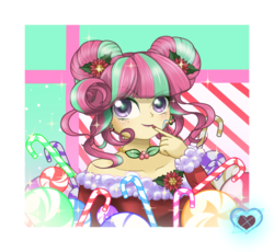 Size: 1222x1122 | Tagged: safe, artist:dancerquartz, sour sweet, equestria girls, g4, my little pony equestria girls: friendship games, candy, candy cane, christmas, female, food, looking at you, solo