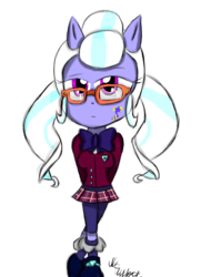 Size: 1029x1290 | Tagged: safe, artist:mildockart, sugarcoat, equestria girls, g4, my little pony equestria girls: friendship games, adventure in the comments, chibi, clothes, crystal prep academy, crystal prep academy uniform, cute, cutie mark, cutie mark on equestria girl, doll, equestria girls minis, female, glasses, pony ears, school uniform, skirt, solo, sugarcute, toy