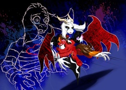 Size: 1057x755 | Tagged: safe, artist:h-stallionwolf, oc, oc:marker pace, pegasus, pony, asriel dreemurr, crossover, duo, spoilers for another series, undertale