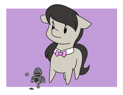 Size: 1280x984 | Tagged: safe, artist:estrill, octavia melody, robot, g4, chibi, commission, female, floppy ears, solo