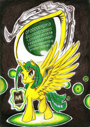 Size: 1650x2334 | Tagged: safe, artist:piterq12, oc, oc only, alicorn, pony, binary, cover art, solo, traditional art