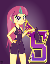 Size: 2200x2827 | Tagged: safe, artist:discorded-joker, sour sweet, equestria girls, g4, my little pony equestria girls: friendship games, alternate hairstyle, clothes, female, high res, loose hair, one-piece swimsuit, open-back swimsuit, shadowbolts swimsuit, solo, swimsuit