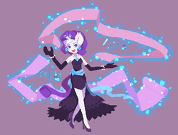 Size: 413x314 | Tagged: safe, artist:ahimay, rarity, unicorn, anthro, g4, clothes, dress, fabric, female, magic, pixel art, solo