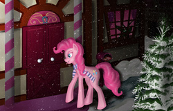 Size: 3500x2236 | Tagged: safe, artist:dezdark, pinkie pie, g4, clothes, female, high res, scarf, solo, winter