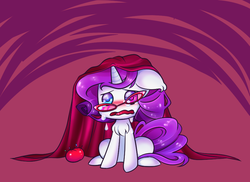 Size: 924x671 | Tagged: safe, artist:ahimay, rarity, pony, unicorn, g4, chibi, crying, fabric, female, solo