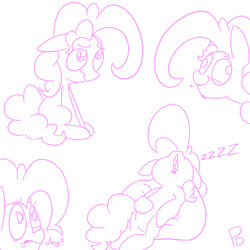 Size: 900x900 | Tagged: safe, artist:pink-dooples, pinkie pie, g4, adoraberry, beanie, bubble berry, cute, derp, hat, horrified, monochrome, nose in the air, rule 63, rule63betes, sleeping, snoring, solo, zzz