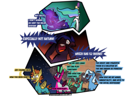 Size: 1600x1200 | Tagged: safe, artist:sneshpone, princess celestia, princess luna, trixie, oc, pony, unicorn, g4, comic, female, mare, saturn