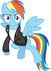 Size: 3595x4999 | Tagged: safe, artist:blackgryph0n, artist:dashiesparkle edit, artist:dasprid, artist:sebisscout1997, edit, rainbow dash, pegasus, pony, g4, 1950s, 50's fashion, 50s, clothes, female, greaser, jacket, leather jacket, rainbow dash always dresses in style, simple background, solo, tomboy, transparent background, vector