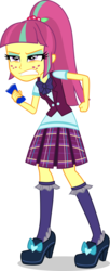 Size: 2038x5000 | Tagged: safe, artist:xebck, sour sweet, equestria girls, g4, my little pony equestria girls: friendship games, angry, clothes, crystal prep academy, crystal prep academy uniform, faic, female, freckles, high res, plaid skirt, pleated skirt, ponytail, school uniform, shoes, simple background, skirt, socks, solo, transparent background, vector, vest