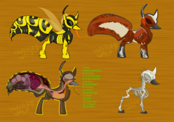 Size: 2000x1410 | Tagged: safe, artist:redfruit, oc, oc only, oc:waspy, changeling, insect, original species, waspling, anatomy, anatomy chart, chart, organs, reference sheet, solo, wasp changeling, x-ray, x-ray picture, yellow changeling