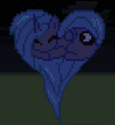 Size: 637x691 | Tagged: safe, artist:cassadriel, princess luna, alicorn, pony, g4, cute, female, filly, love, minecraft, minecraft pixel art, pixel art, solo, woona