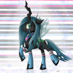 Size: 900x900 | Tagged: safe, artist:chanceyb, queen chrysalis, changeling, changeling queen, g4, clothes, female, ponymania, socks, solo