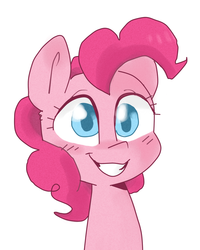 Size: 972x1213 | Tagged: safe, artist:meowing-ghost, pinkie pie, earth pony, pony, g4, bust, colored pupils, cute, diapinkes, female, portrait, simple background, smiling, solo, white background