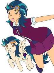 Size: 832x1128 | Tagged: safe, artist:phosphophyllite, indigo zap, human, pony, equestria girls, g4, my little pony equestria girls: friendship games, equestria girls ponified, female, human ponidox, ponified, solo