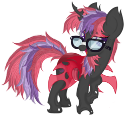Size: 4083x3802 | Tagged: safe, artist:law44444, moondancer, changeling, g4, adoracreepy, changelingified, creepy, cute, female, fluffy, glasses, red changeling, solo, species swap