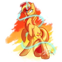 Size: 1600x1600 | Tagged: safe, artist:myralilth, sunset shimmer, pony, unicorn, g4, female, magic, solo