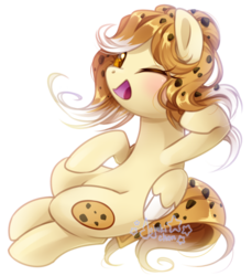 Size: 1024x1117 | Tagged: safe, artist:jojuki-chan, oc, oc only, oc:chocolate chip, food pony, original species, food, solo