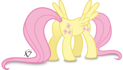 Size: 5240x3000 | Tagged: safe, artist:facelesssoles, fluttershy, buttpony, pegasus, pony, g4, butt, conjoined, conjoined twins, female, high res, not salmon, plot, reverse pushmi-pullyu, simple background, solo, spread wings, transparent background, wat, what has magic done, what has science done, wings