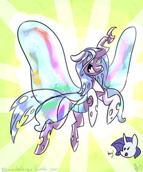 Size: 1000x1200 | Tagged: safe, artist:ogaraorcynder, queen chrysalis, rarity, g4, 30 minute art challenge, butterfly wings, smiling
