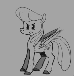 Size: 617x637 | Tagged: safe, artist:enma-darei, oc, oc only, oc:cold snap, pegasus, pony, grayscale, monochrome, sketch, solo