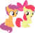 Size: 3580x3397 | Tagged: safe, artist:porygon2z, apple bloom, scootaloo, earth pony, pegasus, pony, for whom the sweetie belle toils, g4, adorabloom, cute, female, filly, high res, simple background, transparent background, vector