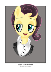 Size: 1422x2012 | Tagged: safe, artist:boxedsurprise, fluttershy, g4, clothes, death of a bachelor, female, panic! at the disco, solo, song reference, suit