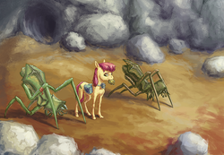 Size: 900x621 | Tagged: safe, artist:adeptus-monitus, apple bloom, antlion, g4, half-life, half-life 2, pherapod, saddle bag