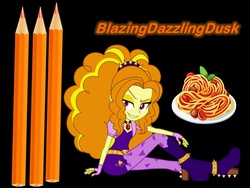 Size: 960x720 | Tagged: safe, artist:missgoldendragon, adagio dazzle, equestria girls, g4, female, food, pasta, solo, spaghetti, that orange pencil