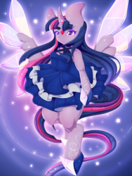 Size: 1200x1600 | Tagged: safe, artist:lovepuma69, twilight sparkle, alicorn, anthro, semi-anthro, g4, arm hooves, clothes, dress, ear fluff, hoof shoes, impossibly large ears, jewels, twilight sparkle (alicorn)