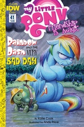 Size: 1054x1600 | Tagged: safe, artist:andy price, idw, rainbow dash, tank, pegasus, pony, g4, spoiler:comic, spoiler:comic41, alexander and the terrible horrible no good very bad day, angry, comic cover, grumpy, little golden book, rain, style emulation, traditional art