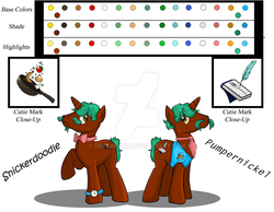 Size: 1024x796 | Tagged: safe, artist:deltafairy, oc, oc only, oc:pumpernickel, oc:snickerdoodle, pony, brothers, male, reference sheet, stallion, twins, watermark