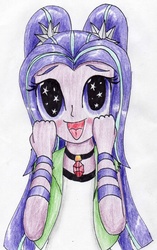 Size: 1647x2622 | Tagged: safe, artist:40kponyguy, derpibooru exclusive, aria blaze, equestria girls, g4, ariabetes, cute, female, out of character, solo, squee, starry eyes, traditional art, wingding eyes