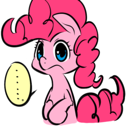 Size: 500x500 | Tagged: safe, artist:phyllismi, pinkie pie, g4, ..., female, frown, simple background, solo, speech bubble, white background
