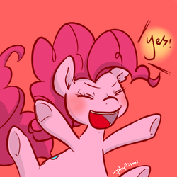 Size: 400x400 | Tagged: safe, artist:phyllismi, part of a set, pinkie pie, g4, eyes closed, female, open mouth, simple background, solo