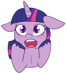 Size: 425x478 | Tagged: safe, artist:lulubell, twilight sparkle, g4, bust, female, floppy ears, simple background, solo, starstruck, transparent background