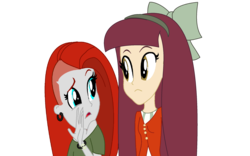 Size: 2380x1486 | Tagged: safe, artist:t-mack56, crimson napalm, normal norman, equestria girls, g4, background human, base used, conversation, duo, duo female, equestria guys, female, male, normal norma, redesign, rule 63, scarlett pomegranate, talking