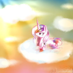 Size: 1024x1024 | Tagged: safe, artist:rubyblossomva, oc, oc only, oc:magic color, alicorn, pony, cloud, solo