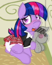 Size: 1662x2090 | Tagged: safe, artist:cuddlelamb, smarty pants, twilight sparkle, g4, diaper, fanfic art, fanfic cover, female, filly, filly twilight sparkle, poofy diaper, solo, younger