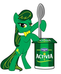 Size: 350x420 | Tagged: artist needed, source needed, safe, octavia melody, g4, activia, female, green mane, mare, pun, solo, spoon