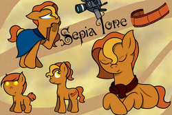 Size: 1024x685 | Tagged: safe, artist:muddy-waters, oc, oc only, oc:sepia tone, pony, baby, baby pony, clothes, female, filly, scarf, solo