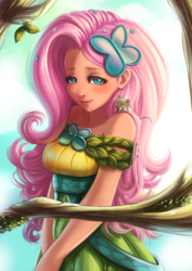 Size: 1024x1443 | Tagged: safe, artist:namele7, fluttershy, human, g4, clothes, dress, female, humanized, solo