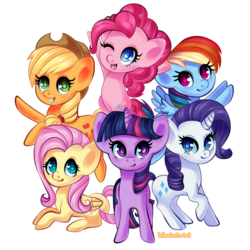 Size: 2000x1997 | Tagged: safe, artist:yellowfeatherbolt, applejack, fluttershy, pinkie pie, rainbow dash, rarity, twilight sparkle, g4, both cutie marks, mane six, simple background, transparent background