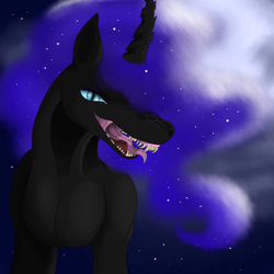 Size: 1024x1024 | Tagged: safe, artist:thecrystaleevee, nightmare moon, g4, female, sharp teeth, solo