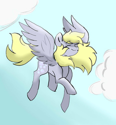 Size: 932x1004 | Tagged: safe, artist:scarletskitty12, derpy hooves, pegasus, pony, g4, eyes closed, female, flying, happy, mare, smiling, solo