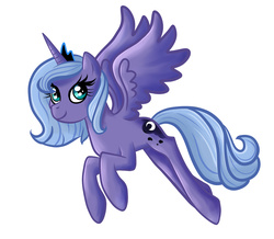 Size: 1741x1519 | Tagged: safe, artist:itsnotdaijoubu, princess luna, g4, female, s1 luna, simple background, smiling, solo, spread wings