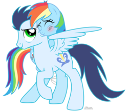 Size: 1998x1762 | Tagged: safe, artist:dianlie, rainbow dash, soarin', pony, g4, backwards cutie mark, female, injured, male, ship:soarindash, shipping, simple background, straight, transparent background