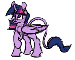 Size: 1280x1024 | Tagged: safe, artist:ramott, twilight sparkle, alicorn, classical unicorn, pony, g4, female, horn, leonine tail, mare, simple background, sketch, solo, twilight sparkle (alicorn), white background