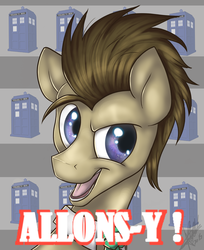 Size: 1334x1632 | Tagged: safe, artist:keen6, doctor whooves, time turner, earth pony, pony, g4, allons-y, doctor who, male, solo, stallion, tardis