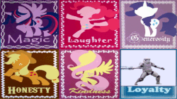 Size: 480x270 | Tagged: safe, applejack, fluttershy, pinkie pie, rarity, twilight sparkle, alicorn, pony, g4, animated, element of loyalty, elements of harmony, female, fn-2199, generosity, honesty, kindness, laughing, loyalty, magic, mare, meme, spinning, spoilers for another series, star wars, star wars: the force awakens, stormtrooper, tr-8r, traitor, twilight sparkle (alicorn)