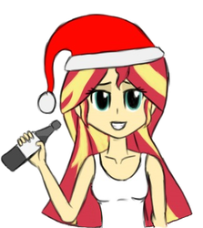 Size: 324x363 | Tagged: safe, sunset shimmer, equestria girls, g4, female, hat, santa hat, solo, wifebeater